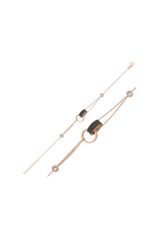 Gümüş Rose İç İçe Geçmiş Halka Bileklik Rose