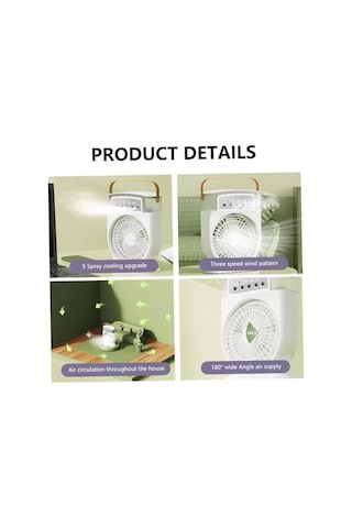 Buğulanma Fanı 3 Hızlı Rüzgarlı Taşınabilir Ac Sessiz Sis Fanı Usb Şarj Edilebilir Küçük Taşınabilir Klima 600ml Hava Soğutucu Fanı, 7 Gece Lambalı 1/2/3 H Zamanlayıcı Stili 2, Hava Soğutucu Fanı