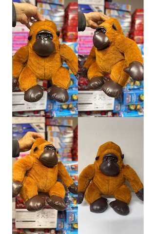 Kahverengi Peluş Goril Oyuncak Deri Detaylı Peluş Kahverengi
