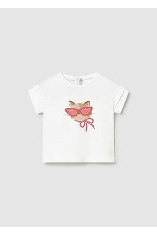 Mayoral Kız Bebek Baskılı T-shirt Beyaz - 01080