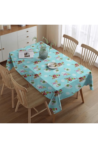 Noel Desenli Dikdörtgen Masa Örtüsü 60x84 İnç, Su Geçirmez Ve Leke Tutmaz Noel Grinch Şeker