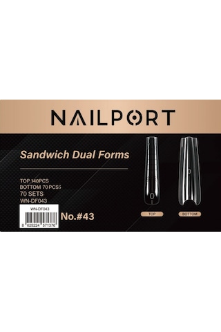 Long Balerin Protez Tırnak Sandwich Dual Üst Form Jel Polygel Acrygel - Akrijel Ve Polijel İçin Dual Form Şablon 140lı Wn-df043
