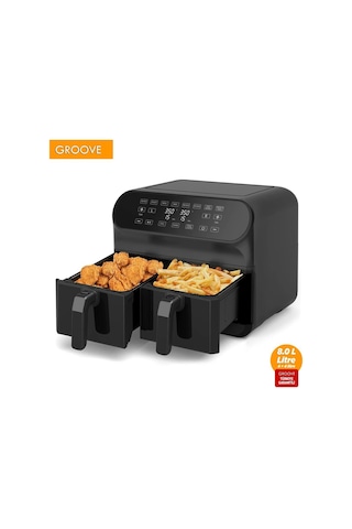 Groove MAX PLUS XXL 1800W 4 LT + 4 LT 8 LT Çift Hazneli Smart Airfryer