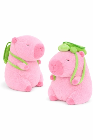 Capybara Çantalı 35 Cm Yumuşak & Sevimli Peluş Oyuncak Açık Pembe