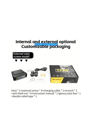 Boatshop1 Ynf Solar Tpms Siyah Gercek Zamanli Lastik Basinc Sicaklik Monitoru 4 Harici Sensor Usb Sarj