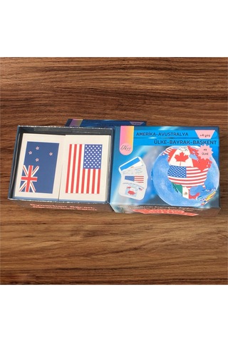 Amerika-avustralya Ülkeleri-harita-bayrak-başkent Kartları