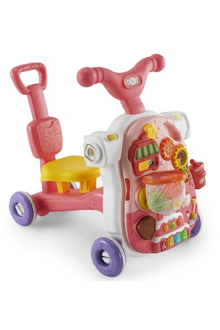 Baby2go 5 İn 1 Multifunction Walker Pembe - Eğitici Bebek Aktivite Masası Ve İlk Adım Yürüteç