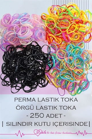 Lastik Toka, Perma Lastiği, Saç Tokası, Örgü Tokası, Saç Lastik Toka 1 Paket 250 Adet +-10 Adet Siyah