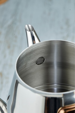 Everest 18/10 Paslanmaz Çelik Orta Boy Çaydanlık 0,75 L Demlik 1,75 L Alt Hazne Siyah