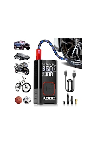 Kobb Kb412 Li-ion Şarjlı 150 Psı Dijital Göstergeli Akıllı Lastik Şişirme Pompası+ Powerbank + Sos +