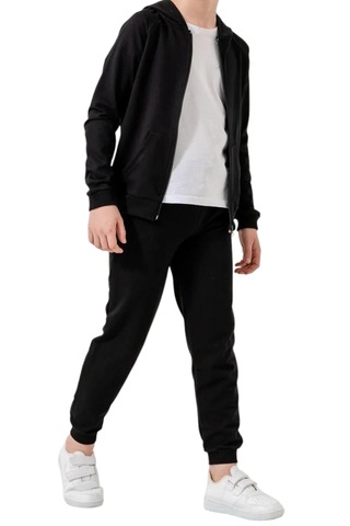 Erkek Çocuk /kız Çocuk Düz Siyah Renk Fermuar Kapamalı Eşofman Takımı Siyah