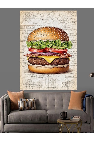 Ahşap Tablo Hamburger Yapımı Teknik Çizim