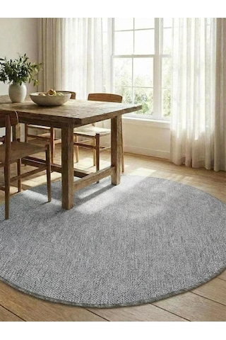 Yuvarlak Sisal Elit 1016 Gri Hasır Görünümlü Modern Salon Oturma Odası Dört Mevsim Halı Gri Gri