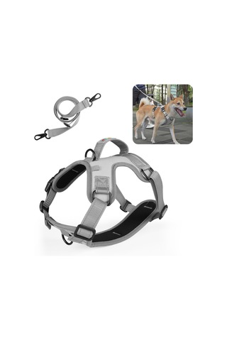 Funadd Traction Rope Reflective Breatheable Nylon Pet Vest Dog Harness, Size: M Griy