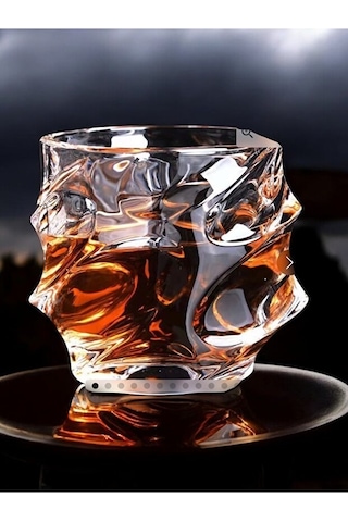 Premium Kristal Viski Kadehi - El Işçiliği Özel Seri - Lüks Hediyelik Iskoç Tasarım Bourbon Ve Viski Bardağı Şeffaf