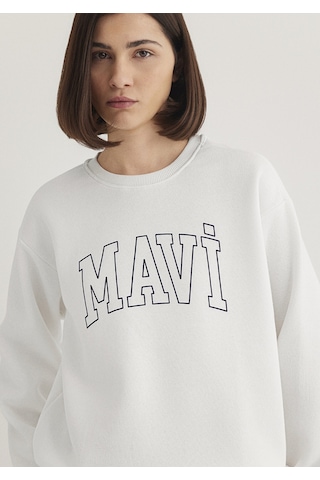 Mavi - Mavi Logo Baskılı Beyaz Sweatshirt 1611192-70057 Beyaz