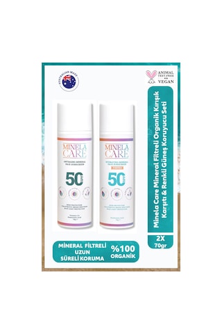 Minela Care Mineral Filtreli Organik Kırışık Karşıtı + Renkli Güneş Koruyucu Seti Pa++++