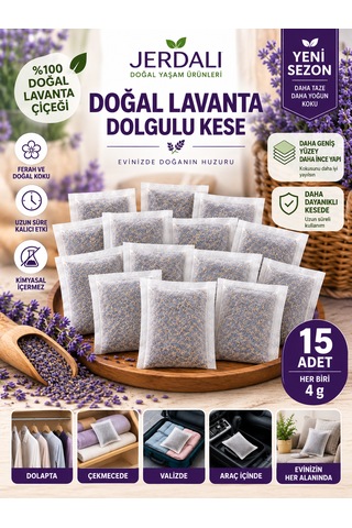 Lavanta Koku Kesesi 15 Li Mini Keseler - Dolap Çekmece Gardırop Kokusu Toplam 60 G