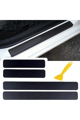 Fiat Stilo İçin Uyumlu Aksesuar Oto Kapı Eşiği Sticker Karbon 4 Adet Kırmızı