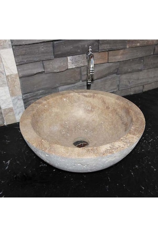 Noche Traverten Oval Dizayn Lavabo