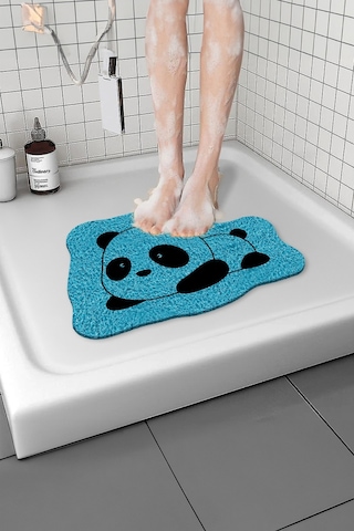 Panda Banyo Paspası Kaymaz Taban Yumuşak Esnek Paspas Islak Zemin Hijyenik Paspas 40x60 Cm Mavi