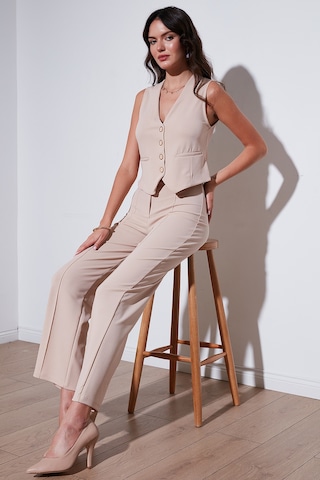 Lela Streç Fitted Fit V Yaka Düğmeli Bayan Yelek 5865971 Taş