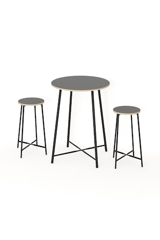 Oval 2 Kişilik Yemek Masası Bar Masası Mutfak Füme 1528