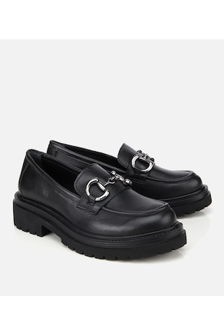 Hotiç Kadın Deri Siyah Tokalı Yüksek Tabanlı Klasik Loafer 01ayh314430a100 01ayh314430a100 Siyah