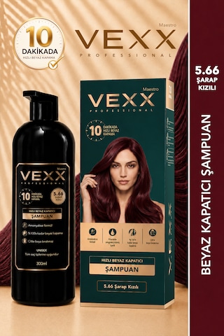 Vexx Professional Beyaz Kapatıcı Pratik Boya Şampuan Şarap Kızılı 5.66 Amonyaksız Formül 300 Ml.