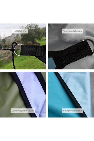 Hfambition 4x4x4m Koyu Yeşil Triangular Bahçe Gölgesi, Yağmurluk, 210t Poliester, Su Geçirmez, Rüzgar Dayanıklı, 3 Karabinerle Koyu Yeşil