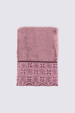 Ecocotton Ella Banyo Havlusu %100 Organik Pamuk Brodeli Pudra 80x150 Cm - Pamuk