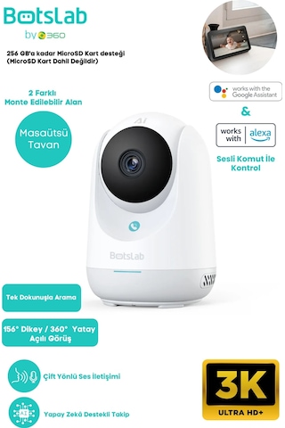 Botslab 2C Pro Smart Camera - 3K / Tek Tuşla Sesli Arama / 360 Akıllı Güvenlik Kamerası - C222