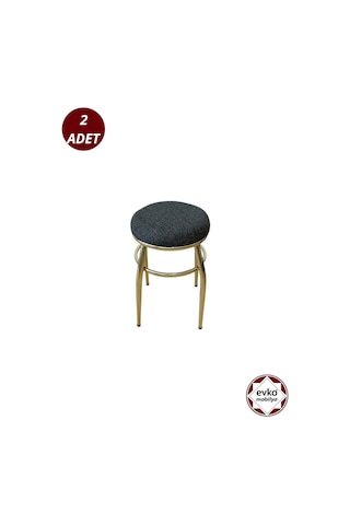 Evko Mobilya Tabure, Bar Taburesi, 2'li Tabure, Gold Ayaklı-siyah