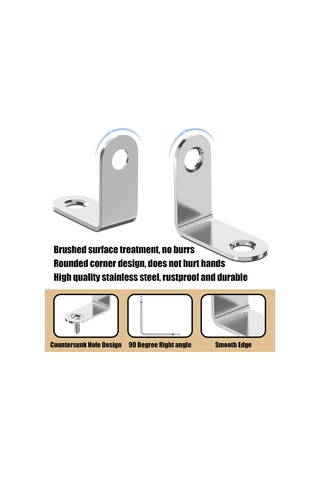 30 Paslanmaz Çelik Köşe Braketi - 90 Derece Metal Köşeler - 30 X 30 Mm - Masalar, Sandalyeler Ve Kitaplıklar İçin 60 Vida Dahil - Gümüş Diğer
