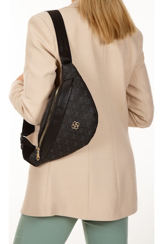 Newish Polo Kadın Desenli Çapraz Omuz Askılı Bel Ve Omuz Çantası - New345 Siyah