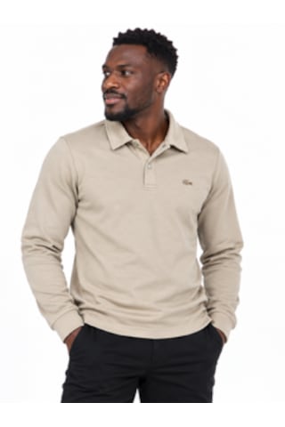 Lacoste Polo Çıt Çıt Kapama Dar Kesim Bej Uzun Kol Açık Bej