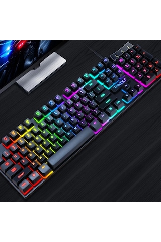 Techbloom Tf200 Ultra Ince Kablolu Klavye Ve Fare Kombosu Usb Tak Laptop Masaustu 104 Tus Rgb Aydinlatmali Ps4 Xbox Pc Mac Oyun Klavye Fare Seti Diğer