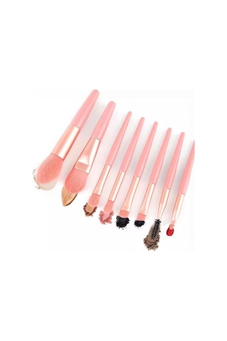 8 Parça Makyaj Fırçası Seti Fondöten Far Pudra Eyeliner Kaş Fırça Set Cin831pm