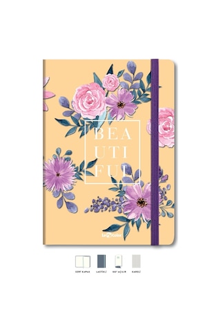Çiçekli Defter Kareli Sarı 17x24 Cm