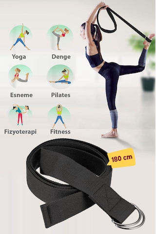 Spor Byfit Doğal Pamuklu Yüksek Kalite 180 Cm Yoga Kemeri Siyah