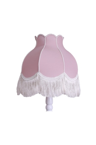 Kumaş Kaplama Ahşap Ayak Lambader Pudra