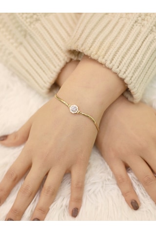 14 Ayar Altın Beyaz Baget Bileklik Altın