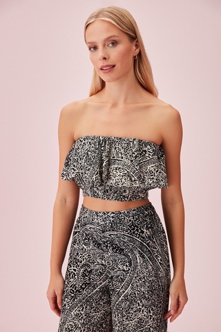 Suwen Rana Crop Top Sba24570911 Siyah