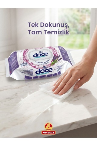 Lavanta Kokulu Yüzey Temizlik Havlusu 100 Yaprak Pratik Hijyenik Temizlik Mendili Diğer