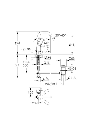 Grohe Essence Lavabo Bataryası L-Boyut Hard Graphite - 32628A01