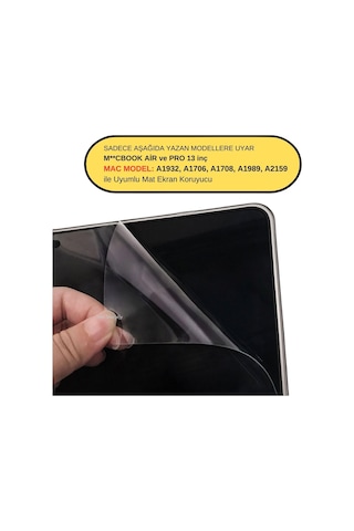 Macbook 13 Macbook 13 İnç Uyumlu Anti Glare Ekran Koruyucu Yansıma Önleyici Okuma Konforu Touch Bar Touch Id Şeffaf Sku: Smg8690010123312