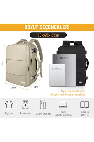 Haegs Laptop Sırt Çantası, Seyahat Çantası Hafif El Çantası Küçük Bavul Valiz, Uçak Onaylı Bagaj Çantası, Erkek Ve Bayan İçin, 15.6 İnç Notebook Dizüstü Bilgisayar Macbook Laptop Çantası, Bej