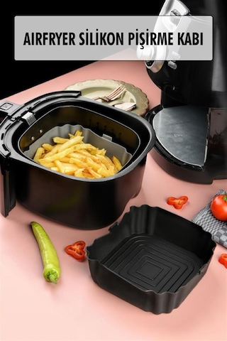 Bütün Airfryer'lere Uyumlu Siyah Silikon Pişirme Kabı Çok Renkli