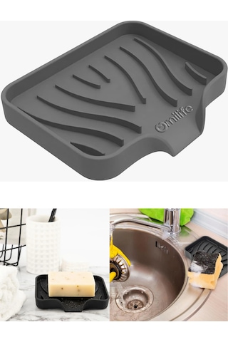 Gri Silikon Mutfak, Banyo Su Giderli Vantuzlu Esnek Sabunluk Diğer