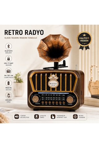 Gold Silver Gs-1370 Nostaljik Gramofon Tasarımlı Bluetoothlu 3-band Radyo & Müzik Çalar